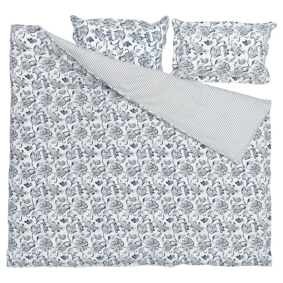IKEA Duvet cover W/pillowcase(s), white/dark blue Floral Full/Queen BRAND NEW